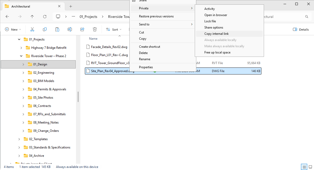 UI showing IT administration and version history
