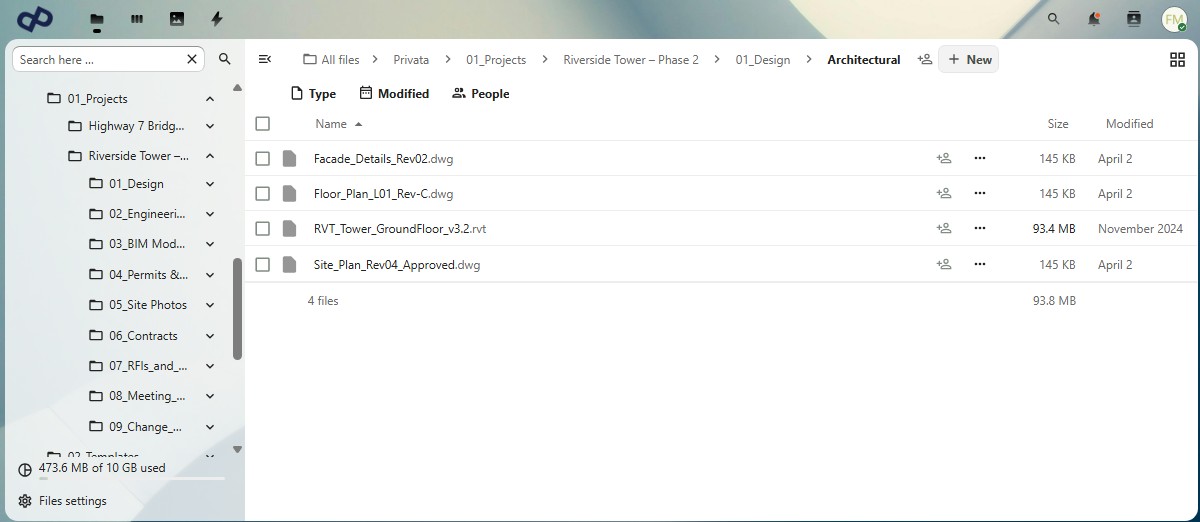 UI showing file sharing and link properties permissions
